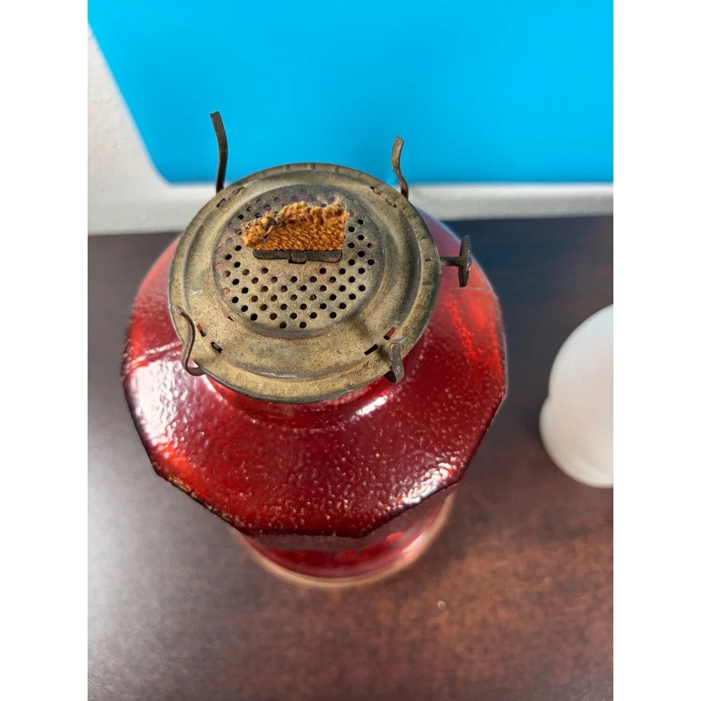 Antique Red Flash‎ Glass Hurricane Lamp